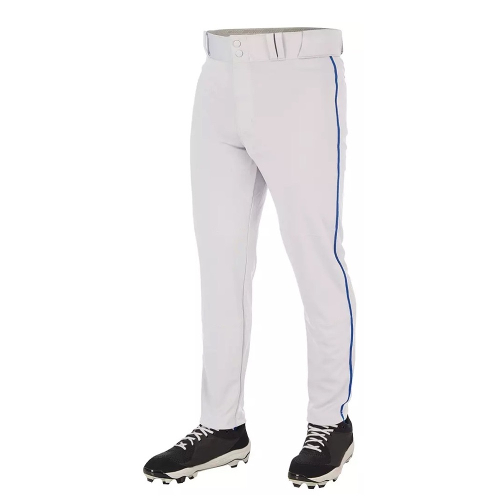 NWT Champro White Baseball Pants with Blue Stripe Open Bottom Loose Fit